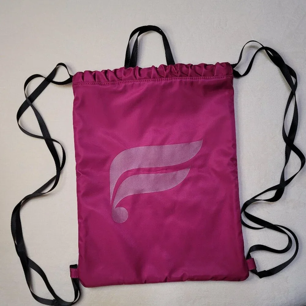 Fabletics - Raspberry, Quilted, Drawstring Backpack/Cinch Sack/Gym Bag EUC - Picture 1 of 10